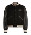 GUCCI LEATHER-DETAIL BOMBER JACKET,15675645