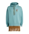 PALM ANGELS FRINGE-DETAIL HOODIE,15677359