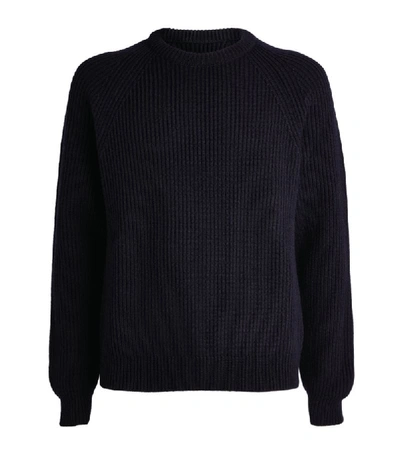 Maison Margiela Ribbed Knitted Sweater In Blue