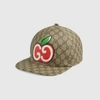 GUCCI CANVAS BASEBALL HAT WITH GG APPLE PRINT