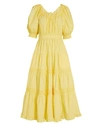 ULLA JOHNSON Colette Tiered Cotton Midi Dress