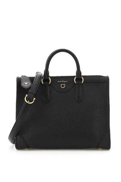 Ferragamo Gancini Travel Handbag In Black