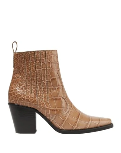 Ganni Ankle Boots In Khaki