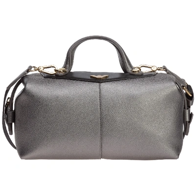 Emporio Armani Women's Leather Handbag Barrel Bag Purse In Grey