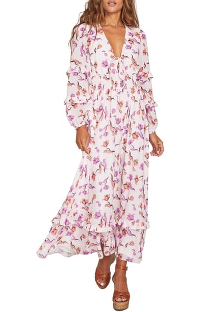 Lost + Wander Garden Of Delight Long Sleeve Maxi Dress In Lavender Coral Floral