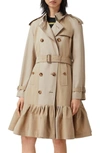 BURBERRY TULIP DOUBLE BREASTED TRENCH COAT,8026560