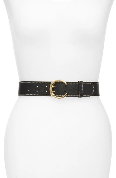 Chloé Black Logo Buckle Leather Belt