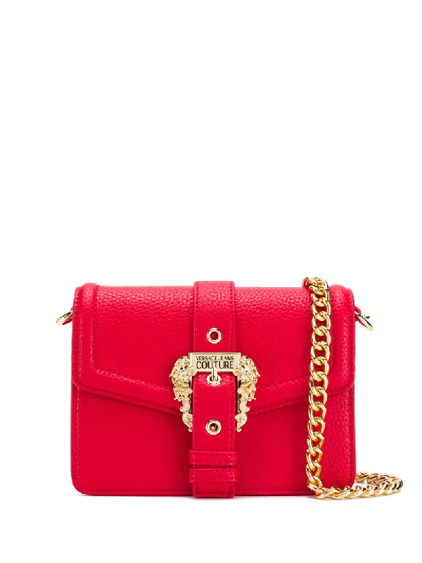 Versace Jeans Couture Logo Buckle Shoulder Bag In Red | ModeSens