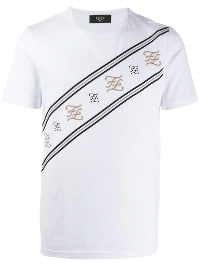 Fendi Embroidered Karligraphy Print T-shirt In White