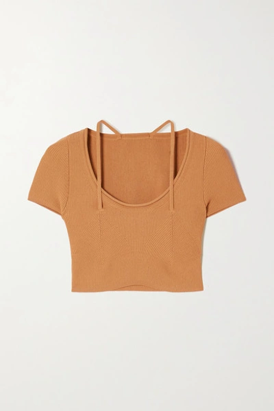 Jacquemus Cutout Ribbed-knit Top In Yellow
