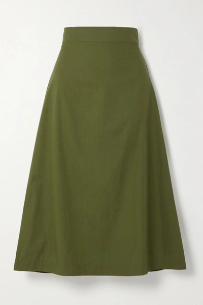 Aross Girl X Soler Alma Cotton Midi Skirt In Army Green