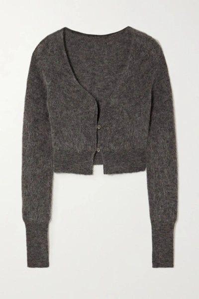 Jacquemus Alzou Cropped Mohair-blend Cardigan In Dark Gray
