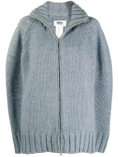 Mm6 Maison Margiela Ribbed Knit Cardigan In Grey