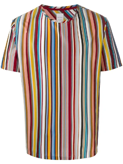 Paul Smith Vertical Stripe T-shirt In Orange