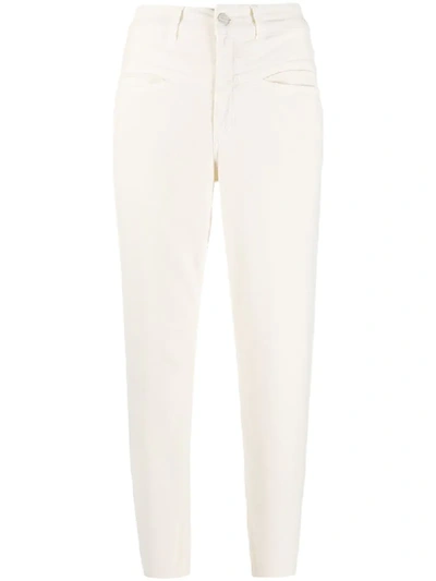 Closed High-waisted Trousers In Neutrals