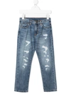 MONNALISA DISTRESSED STRAIGHT-LEG JEANS