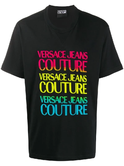 Versace Jeans Couture All-over Logo T-shirt In Black