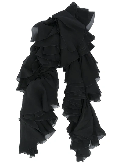 Redemption Ruffle-tiered Silk Scarf In Black