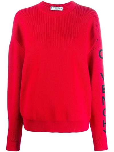 Givenchy Oversize Logo Wool Blend Knit Jumper In Red