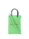 Balenciaga Shopping Phone Pouch Leather Tote In Green