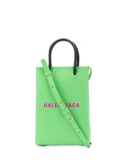 Balenciaga Shopping Phone Pouch单肩包 In Green