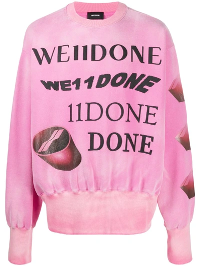 We11 Done Oversized Graphic Print Jumper In Pink