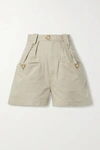 ISABEL MARANT ÉTOILE PALINO SUEDE-TRIMMED COTTON SHORTS