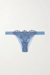 ID SARRIERI EMBROIDERED TULLE AND SATIN THONG