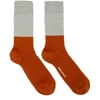 NORSE PROJECTS GREY & ORANGE COLORBLOCK BJARKI SOCKS