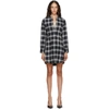 OFF-WHITE OFF-WHITE BLACK AND GREEN CHECK STAND COLLAR SHIRT DRESS