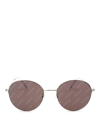 Balenciaga Metal Round Sunglasses In Metallic