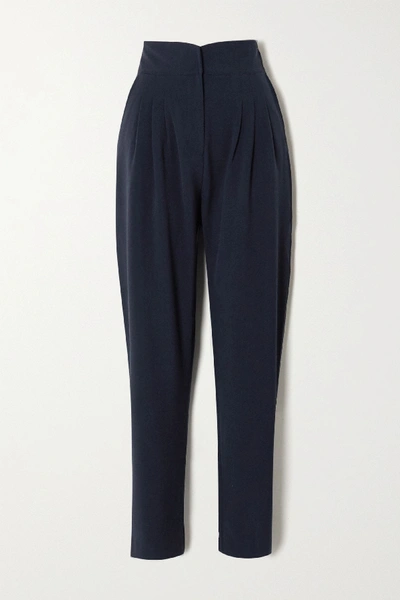 Acheval Pampa Gato Pleated Woven Tapered Trousers In Blue