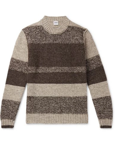 Aspesi Panelled Mélange Wool Sweater In Dark Brown