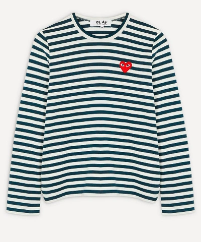 Comme Des Garçons Play Striped Long-sleeve T-shirt In Navy
