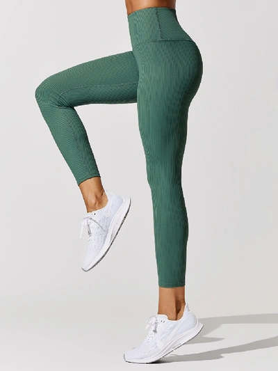 Carbon38 Ribbed Regular Rise 7/8 Legging - Malachite