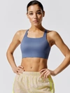 Nike Swoosh Luxe Sports Bra In Diffused Blue/obsidian Mist