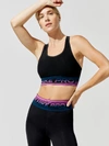 NIKE PRO MESH SPORTS BRA - BLACK/CERULEAN/WHITE - SIZE XS