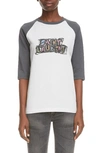 SAINT LAURENT RAGLAN LOGO GRAPHIC TEE,631840YBVM2