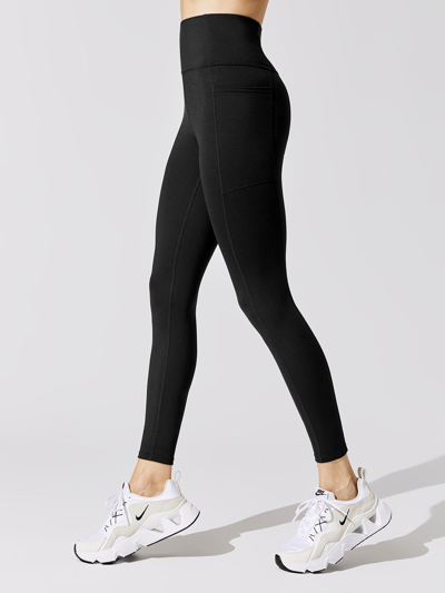 Carbon38 High Rise Full-length Legging With Pockets In Cloud Compression In Black