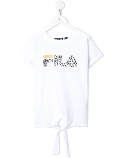 Fila Kids' T-shirt Mit Leoparden-print In White