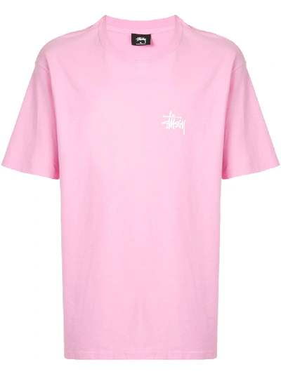 Stussy Oversized Logo Print T-shirt In Pink