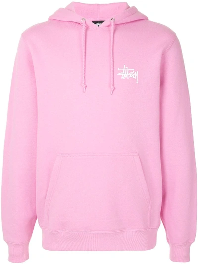 Stussy Oversized Logo Print Hoodie In Pink