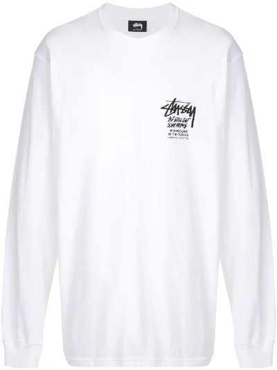 Stussy In The Clouds Graphic Print T-shirt In White
