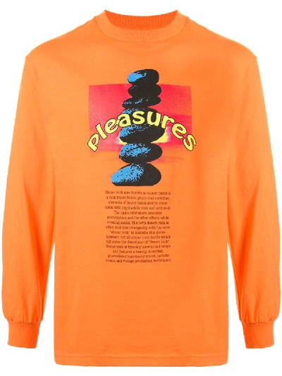Pleasures Long Sleeve Stoner Print Jumper In Orange