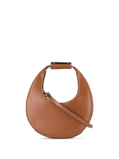 Staud Moon Small Leather Shoulder Bag In Brown