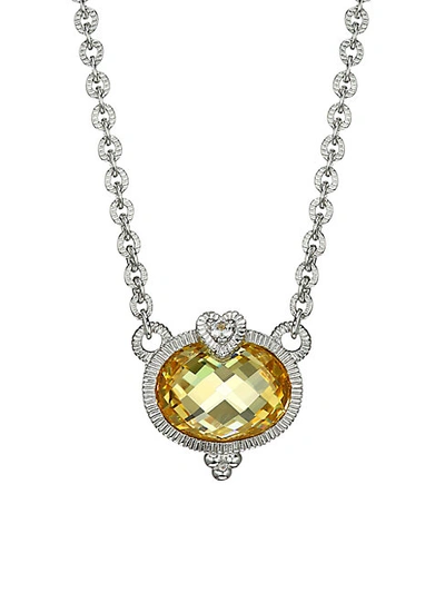 Judith Ripka Ambrosia Sterling Silver, Canary Cubic Zirconia & White Topaz Pendant Necklace