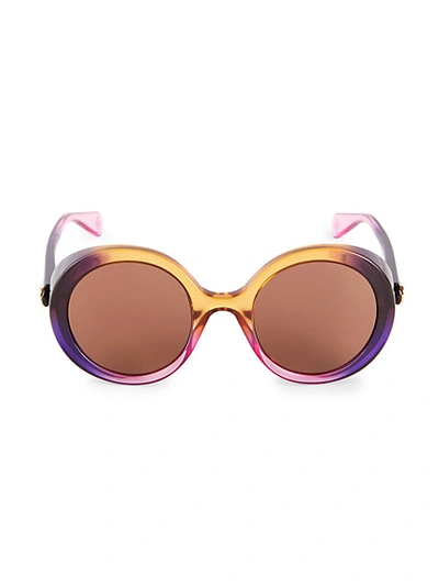 Gucci Core 53mm Round Shield Sunglasses In Yellow Violet