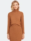 ENZA COSTA KNIT LONG SLEEVE CROP TURTLENECK SWEATER - L