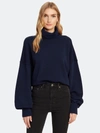 Agolde Balloon Sleeve Turtleneck Sweatshirt In Blue