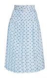 RODARTE WOMEN'S BELTED PLEATED POLKA-DOT SILK MIDI SKIRT,815625